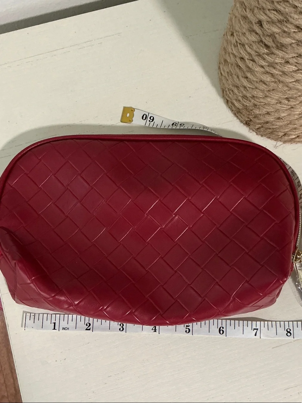 Lancome Red Woven Cosmetic Bag
